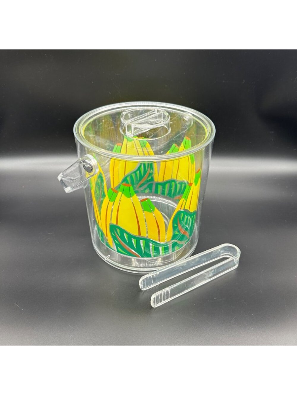Vintage Banana Ice Bucket 1990s Kitschy Yellow Green Marshall Fields Acrylic
